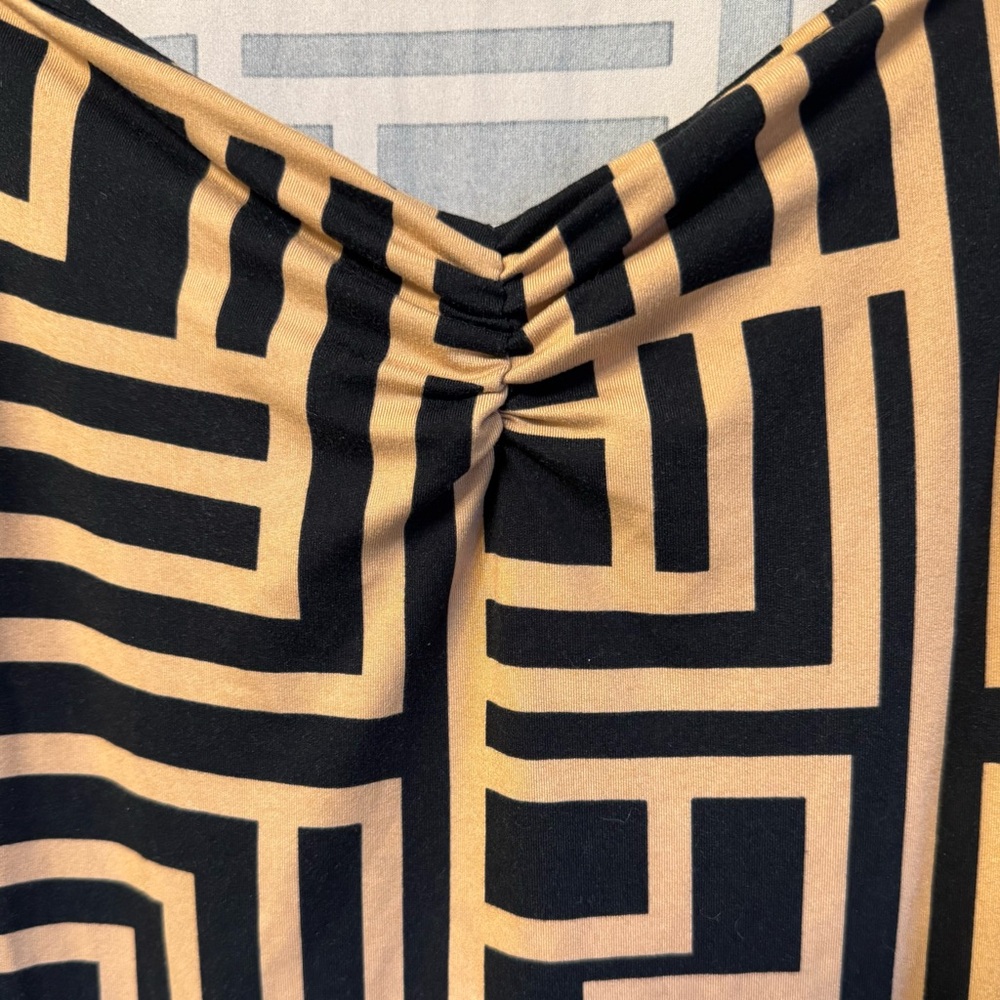Privé Plus Black Latte Geometric Print Sweetheart Neck Bodycon Dress SHEIN XXL - Picture 5 of 8